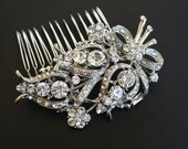 Bridal Crystal hair comb - Swarovski crystal vintage garden hair comb- Vintage Glam / Garden wedding