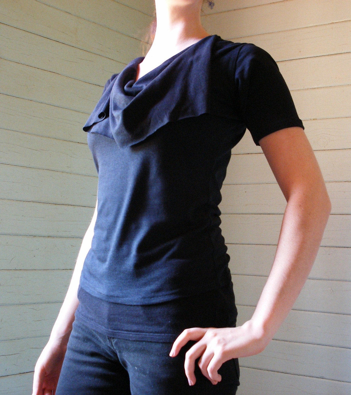 Custom "Fontaine"  bamboo/organic cotton draped tshirt, made to order- Railway Street Clothing