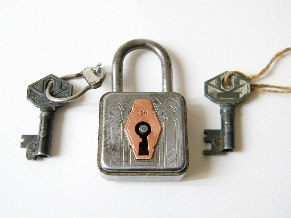 lock and key vintage french lock with two keys