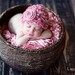 Baby Girl Hat, Newborn Baby Girl  Flower Crochet Hat in Pink, Great for Photo Prop