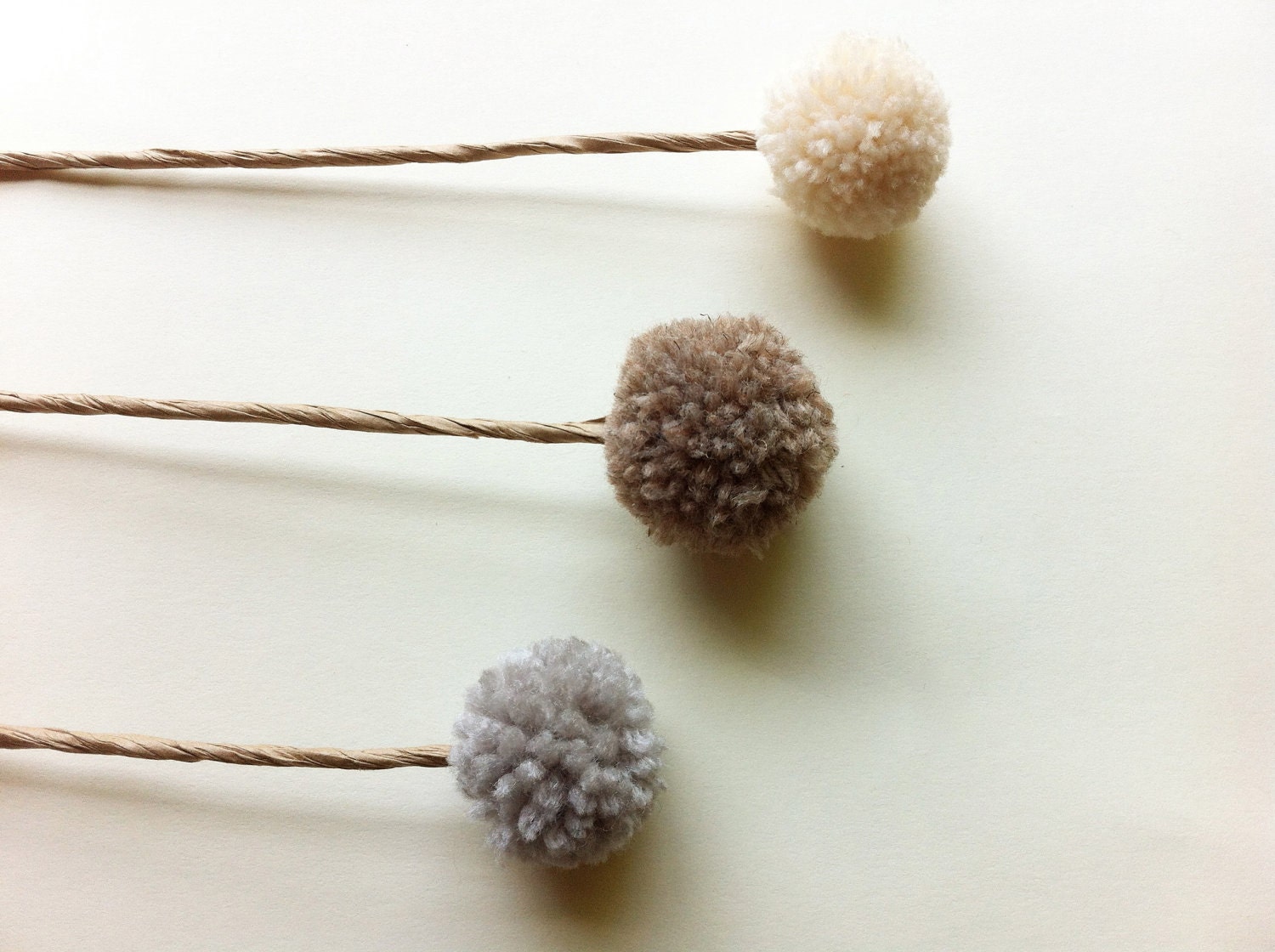 Rustic Gray Pom Pom Bouquet / 3 Handmade Craspedia Flowers For The Home