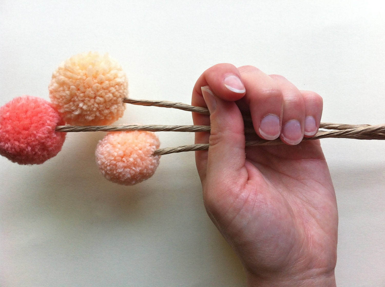 Billy Balls Trio / Pom Pom Flower Bouquet / Blush, Peach, Bubblegum Pink