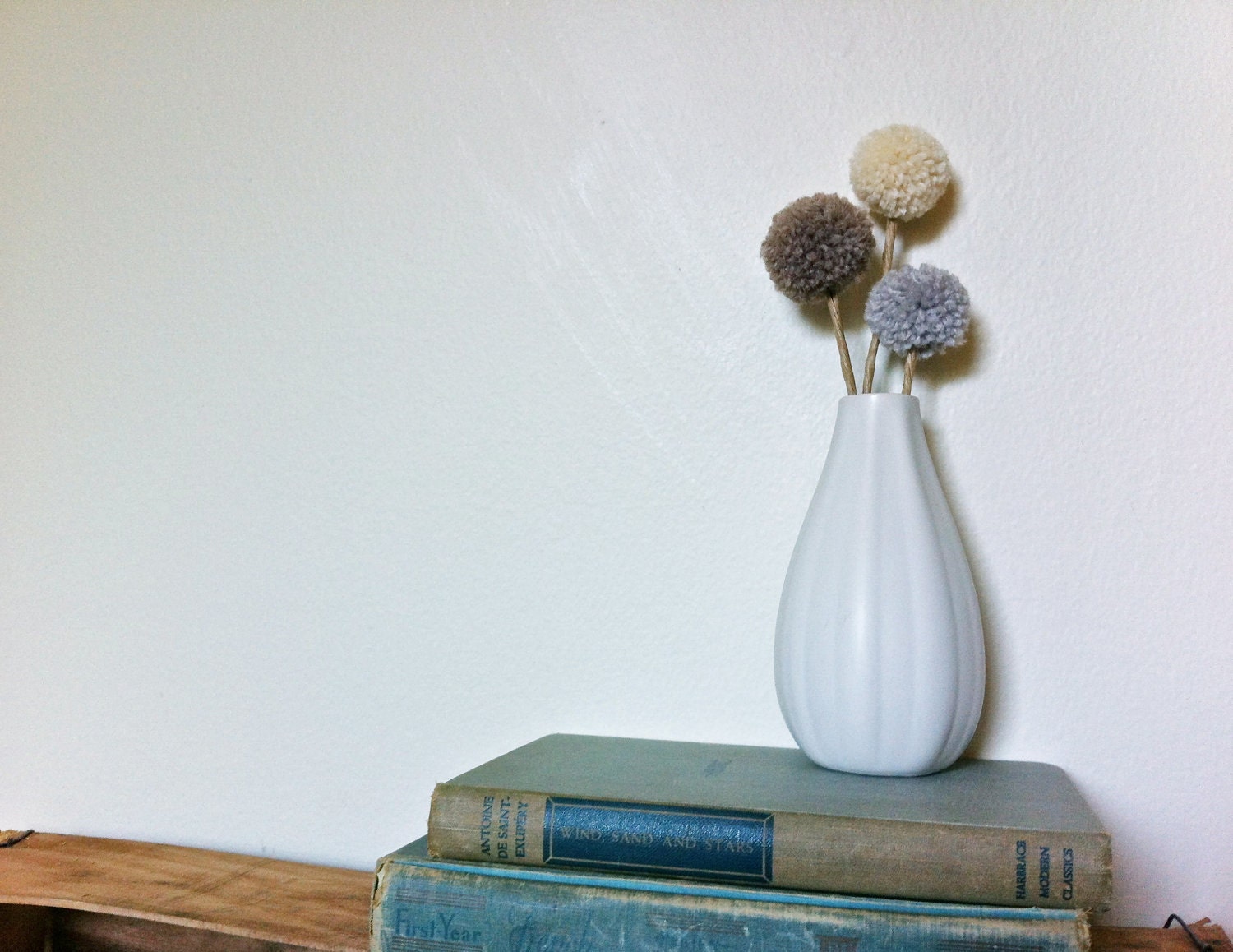 Rustic Gray Pom Pom Bouquet / 3 Handmade Craspedia Flowers For The Home