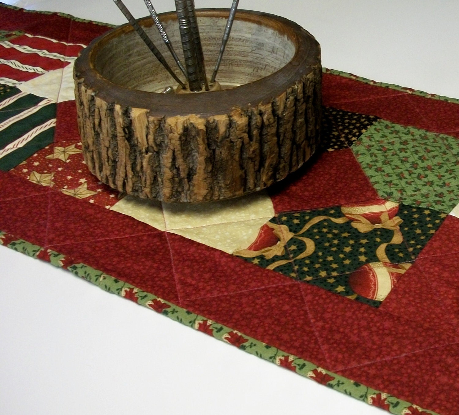 Christmas Table Runner Christmas Punch Holiday Handmade Quilted Ready to Ship One of a Kind