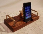 iPhone - iPod Dock -Charger and Sync Dock Station - Oak - Brass style V1 EX Model..iDock