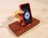 iPhone - iPod Dock -Charger and Sync Station - Oak -  Big Tan Grey Dino - Scary - One of a Kind - Big Sale