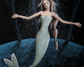 Cat pouring Soap Powder over a Mermaid - Limited Edition Print