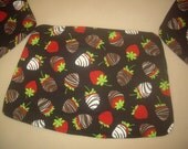 2 Chocolate Dipped Strawberry Placemats for Round Table - Ready to Ship
