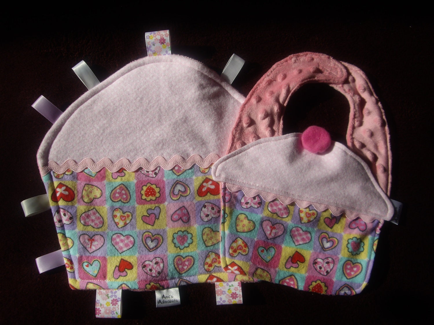 Cupcake Bib and Taggie Lovie Set