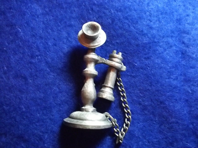 Vintage JJ Telephone Brooch JJ Early Telephone Figural Pin (sn 637)
