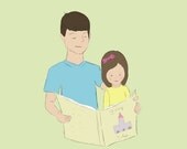 Father Daughter Father's Day Art Print Fairy Tales with Dad Illustration Digital Print 5x7