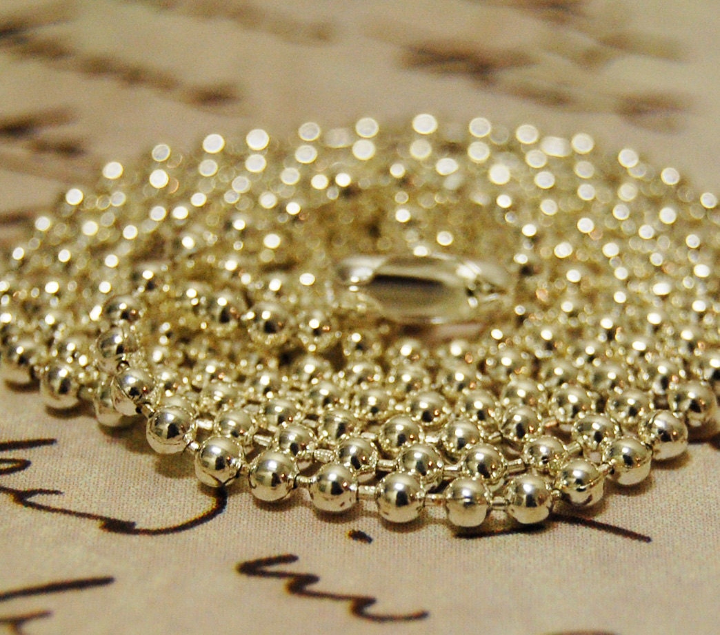 20 Shiny Silver Color Ball Chain 2.4mm, 24inch