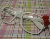 Nerd Glasses with Bow - Clear Lens, White Frames