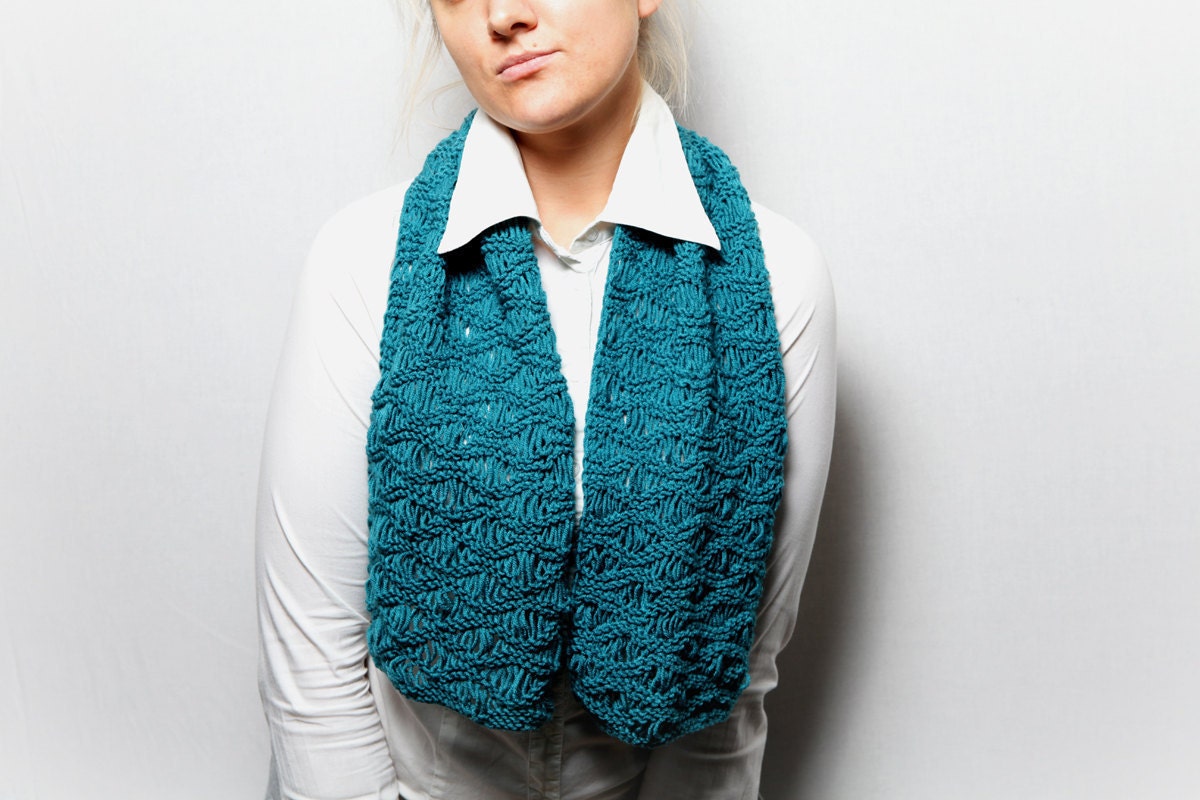 SALE  20 % Turquoise knitted elegant shawl