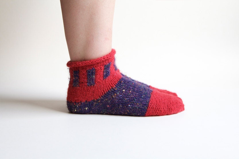 SALE 20 % Cosmic gates red warm and soft hand knitted socks for women