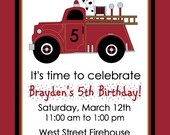 Personalized Firetruck Birthday Party Invitation Design Digital YOU PRINT Invite Boy Girl