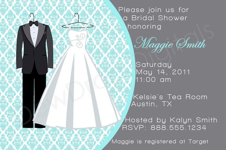 Customized Bridal Wedding Shower Invitation Digital File You pick colors Bride DIY YOU PRINT Invite