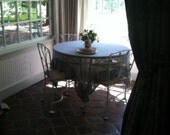READY TO SHIP-Washed Natural Flax Open Weave Linen Tablecloth - 52x52 Plus Ruffled Perimeter