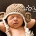 Light Brown Crochet Monkey Hat With Cream Trim - Choose Your Size