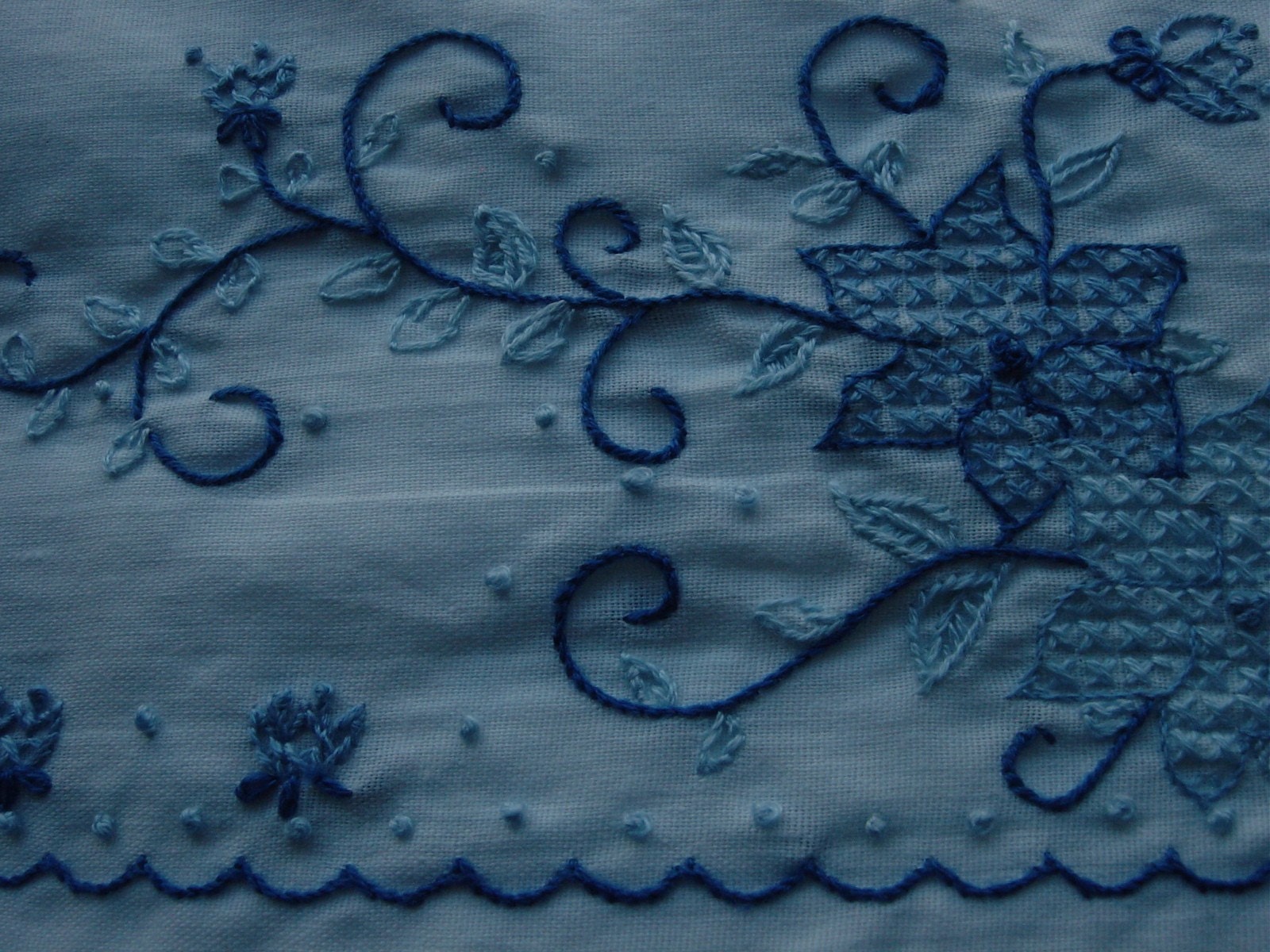 Hand Embroidered Royal Blue Pillow Cases