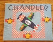 Personalized Boutique Custom Boys Airplane Artwork - Lamb and Ivy- Wings Airplane Painting