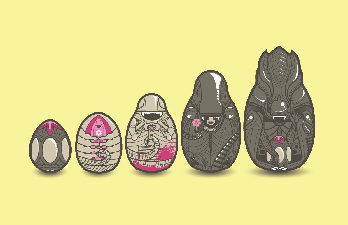 Xenomatryoshka (Nesting Aliens) - 11x17" Poster Print