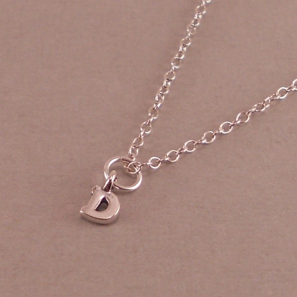 Tiny Block Letter Necklace, Sterling Silver, flower girl necklaces, small initial, personalized, monogrammed, bridesmaids gifts, teen