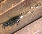 Black Leather Bullet Tassel Key Chain Keychain Punk Rustic Industrial Steampunk bag purse charm tan cream white brown green fathers day
