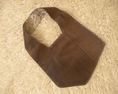 Asymmetrical Shoulder Bag Purse Brown Leather Antiqued Distressed Sleek Modern rustic layered tote custom color black tan gray suede canvas