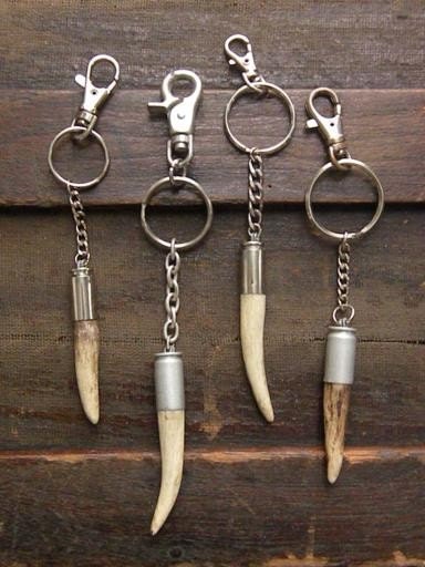 Antler tip bullet shell keychain key chain rustic recycled punk vintage upcycled organic nature found objects fathers day deer