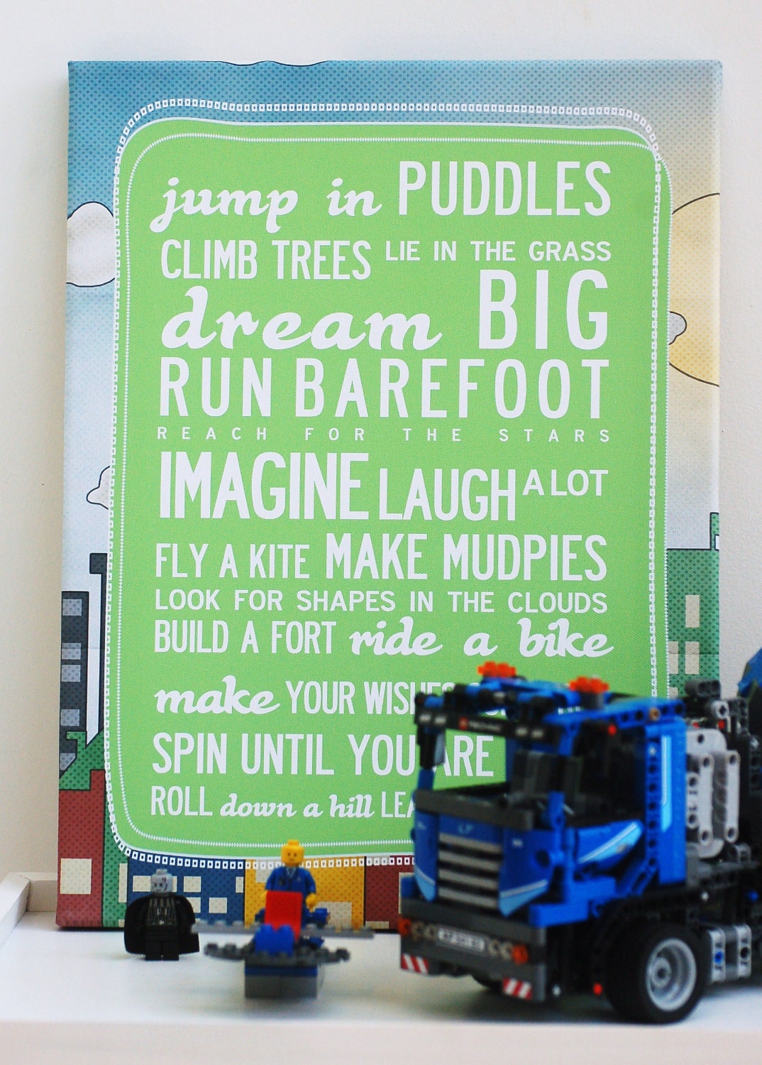 Happy Words for kids. Luxury poster print, A3.
