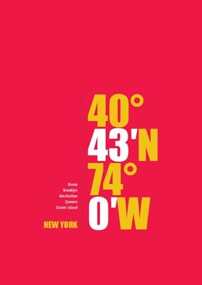 NEW YORK City coordinate poster. A2 (420 x 594 mm)