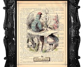 ALICE In WONDERLAND Upcycled Dictionary Art Print Alice Caterpillar Hookah on Antique Book Page Art Print or Dictionary Art Print 8x10