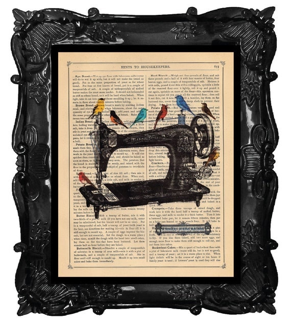 Upcycled Dictionary Page Upcycled Book Art Upcycled Art Print Upcycled Book Print Vintage Art Print A Singers Sewing Machine