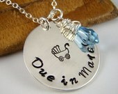 Due Date Necklace, Expecting Mom Gift, Pregnant Jewelry, Mom to Be Gift, Stamped Jewelry, Personalized Jewelry