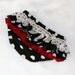 Black and white polka dot w/red and white w/matching ruffle bloomers diaper cover polka dot flower clip w/red headband minnie mouse onesie