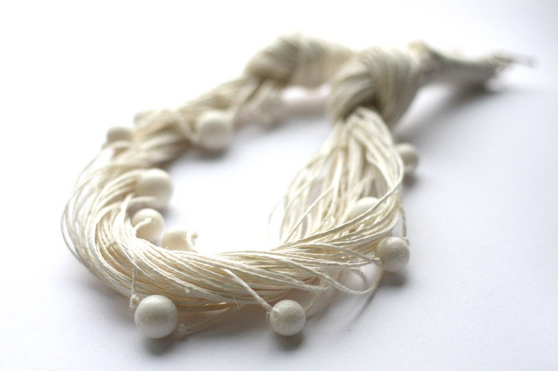 Snow Balls, Linen Necklace