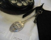 Vintage Silverware Demitasse Spoon Key Chain with Canvas Clutch Purse  Case fits Nook and Kindle e-readers