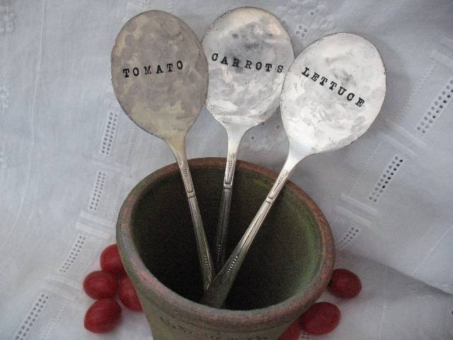 Vintage Silverware Garden Marker Set Veggies Plant Markers