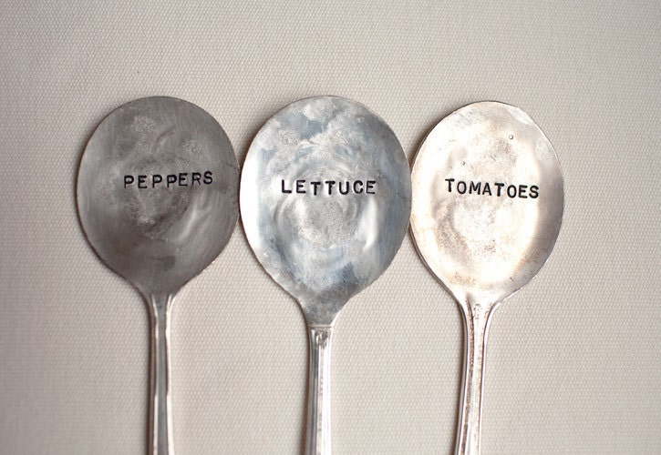 Vintage Silverware Garden Marker Set Veggies Plant Markers