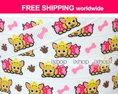 5 Yards 3/8" Chihuahua Grosgrain Ribbon  ..... 7100/19 1107 ..... FREE SHIPPING Worldwide