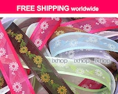 9 Yards 7/8"  22mm Floral (SAMPLER) Organza Ribbon ..... 7700 0290 ..... FREE SHIPPING Worldwide