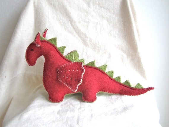 Reserved for Jessica - Dragon, organic, red dragon, green, waldorf, soft animal, toy, magical creature, fairy tale, fantasy