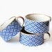 Set of Three Vintage Blue Patterned Mugs