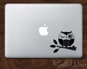 Owl on Branch - Vinyl Macbook Laptop Decals - FREE Shipping