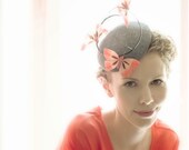 Dark Grey Cocktail Straw Mini Hat Pillbox Orange Butterflies Headpiece Gift Fascinator Butterfly Weddings Party Races