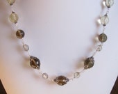 Necklace. Lemon Quartz, Smokey Quartz, Wire Wrapped, Bali Silver, Sterling Chain