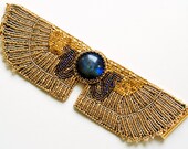 Serpent Ceremony -MADE to ORDER- Egyptian Jewelry, Ancient Egyptian, Cuff Bracelet,  Bead Embroidered, Beads Bracelet