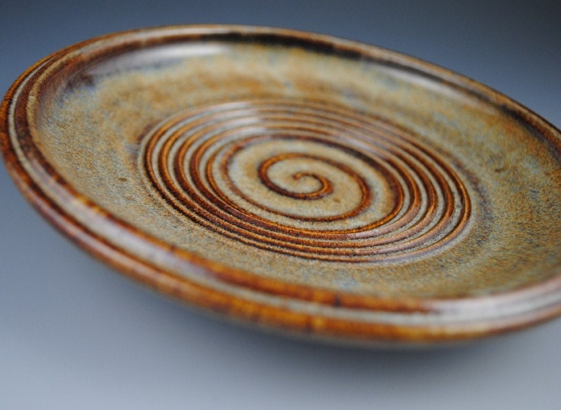 Garlic Grater - Oil Dipping Dish - Recipe Included - Earthy Brown Glaze