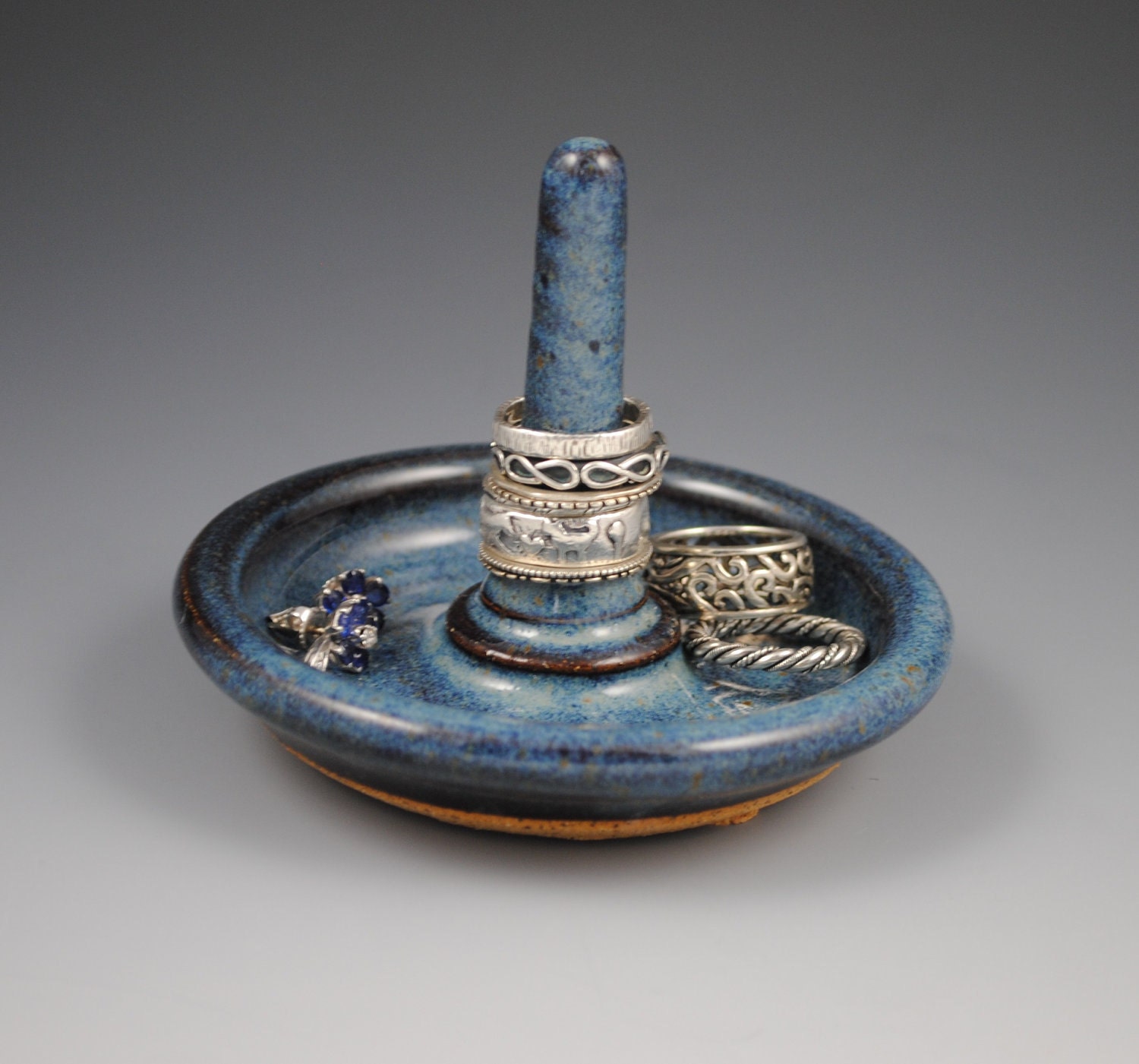 Ring Holder - Ring Dish - Handmade in Denim Blue Glaze